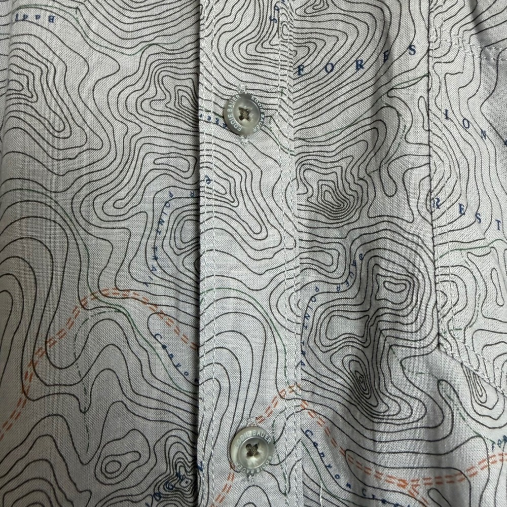 BNWT Eddie Bauer Vashon Topographic Map Print Shirt Grey Mens 2XL - Picture 4 of 10
